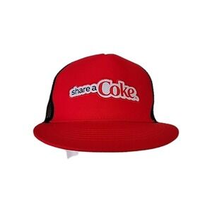 COCA COLOA‎ HAT Share A Coke Hat SNAPBACK, BLACK RED, TRUCKER HAT, NEW